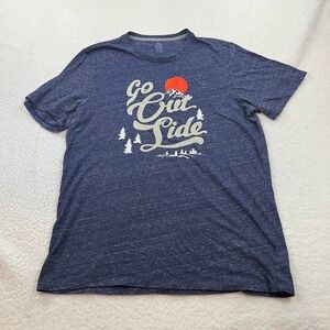 Old Navy T Shirt Mens XL Tall Navy Heather Go Outside Graphic Soft Washed Tee